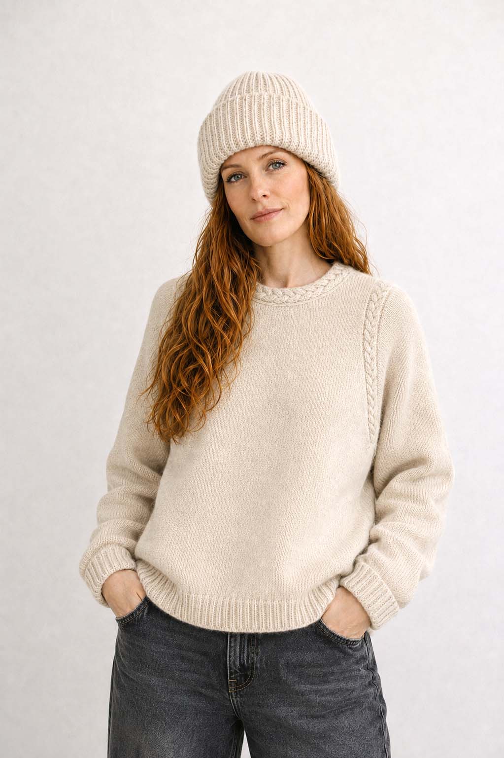 Sweater mit Flechtdetails aus Alpaka  | Damen