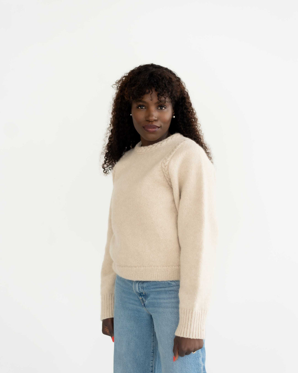 Sweater mit Flechtdetails aus Alpaka  | Damen