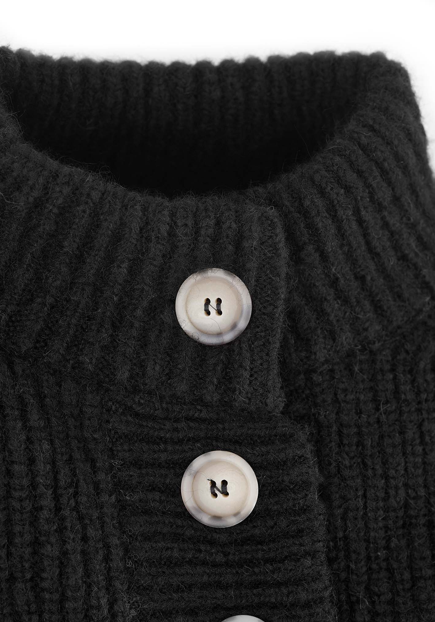 Struktur Sweater mit Knopfleiste aus Alpaka | Damen