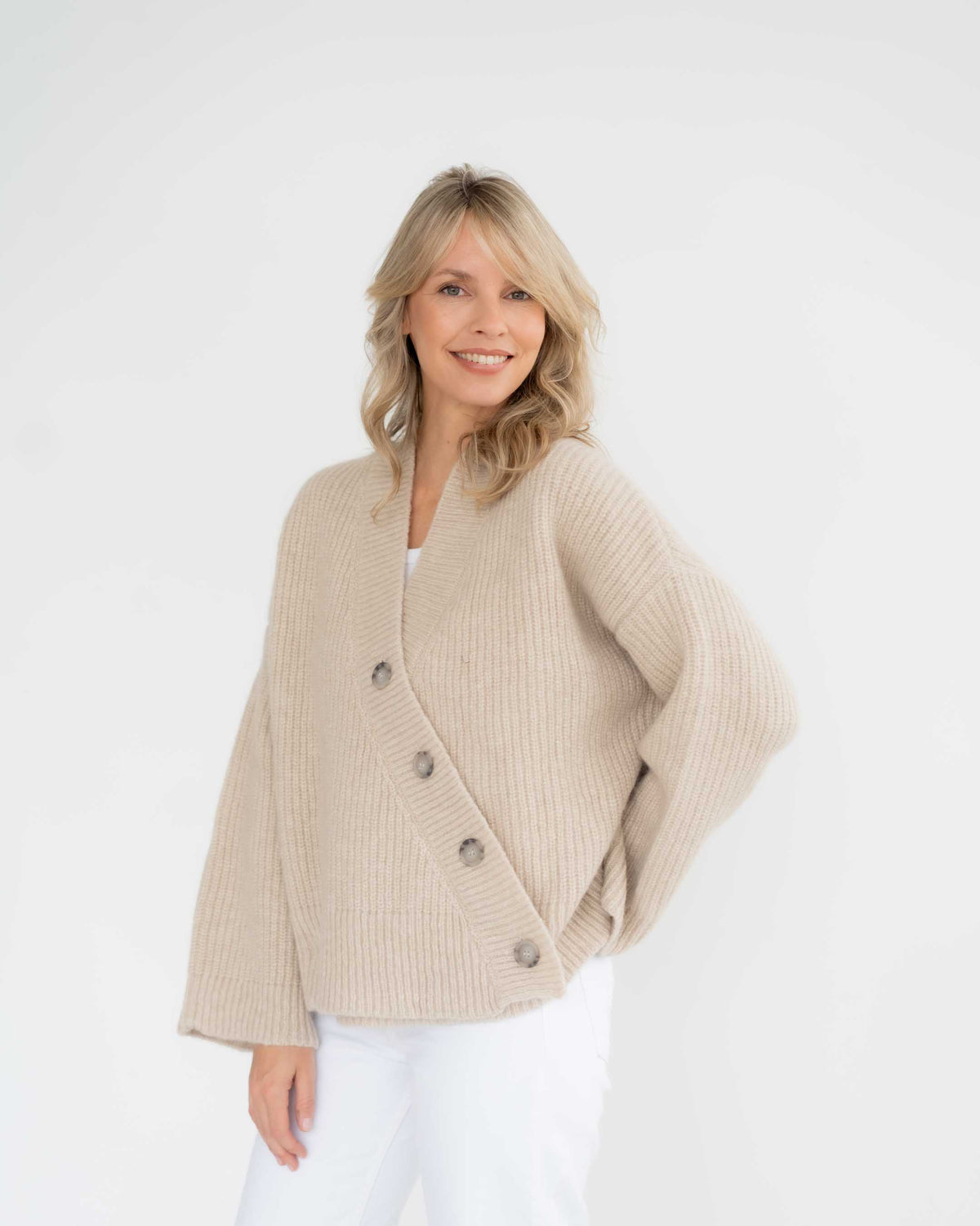 Asymmetrischer Cardigan aus Alpaka | Damen