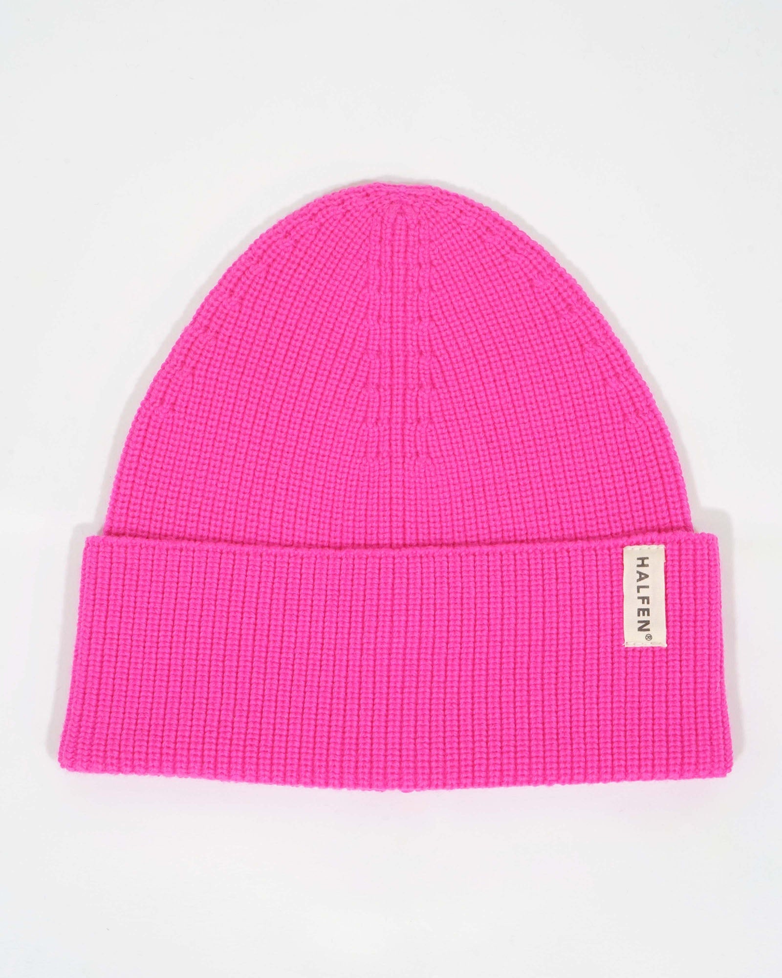 Beanie aus Merinowolle in Neon Pink – Frontansicht 