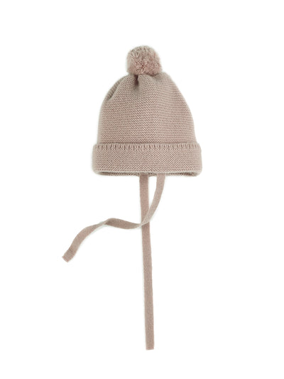 Bommelmütze zum Binden aus Cashmere Merino | Baby