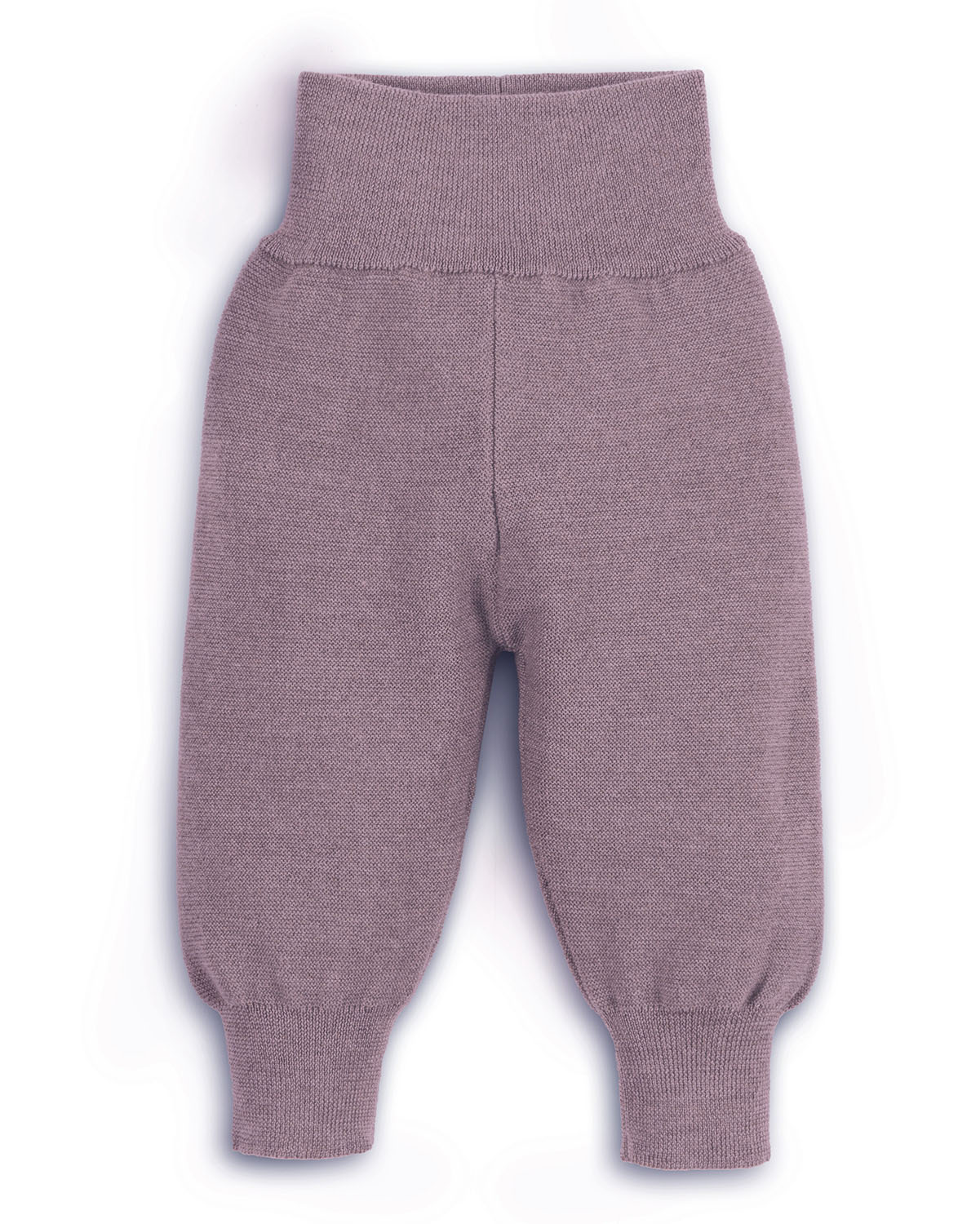 Buendchen Hose für Babys aus Merinowolle in Mauve – Frontansicht 