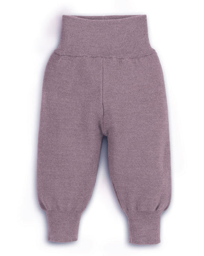 Buendchen Hose für Babys aus Merinowolle in Mauve – Frontansicht 