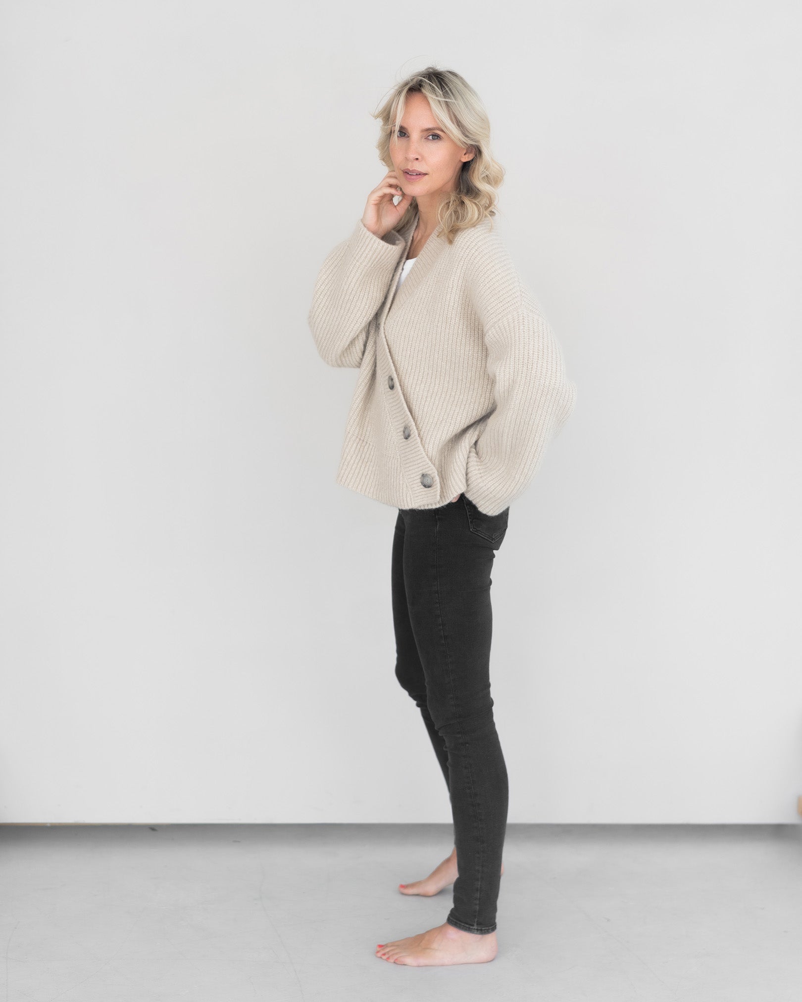 Asymmetrischer Cardigan aus Alpaka | Damen