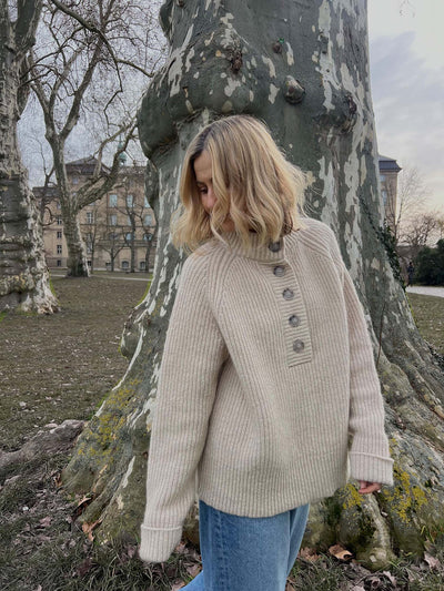 Struktur Sweater mit Knopfleiste aus Alpaka | Damen