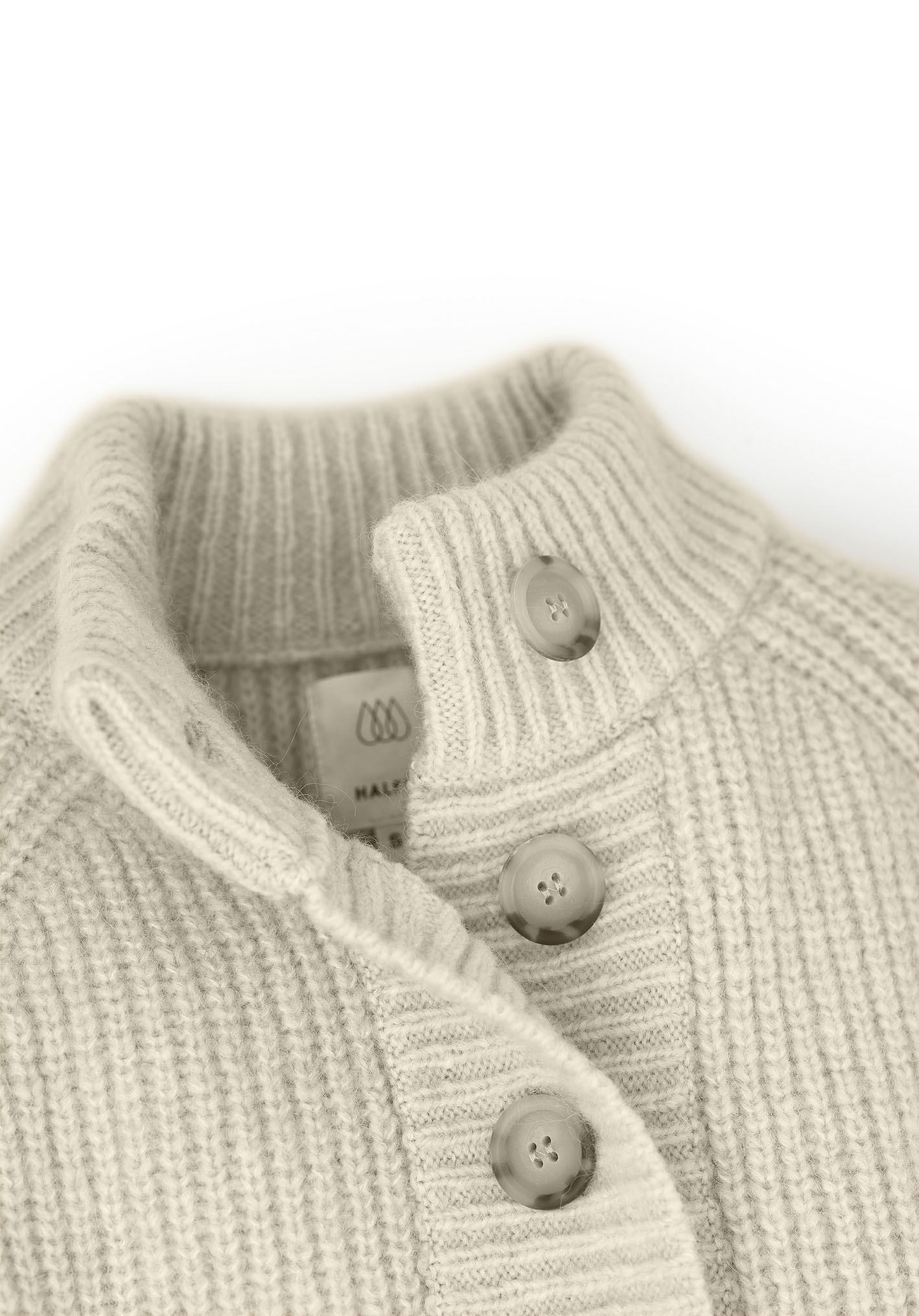 Struktur Sweater mit Knopfleiste aus Alpaka | Damen