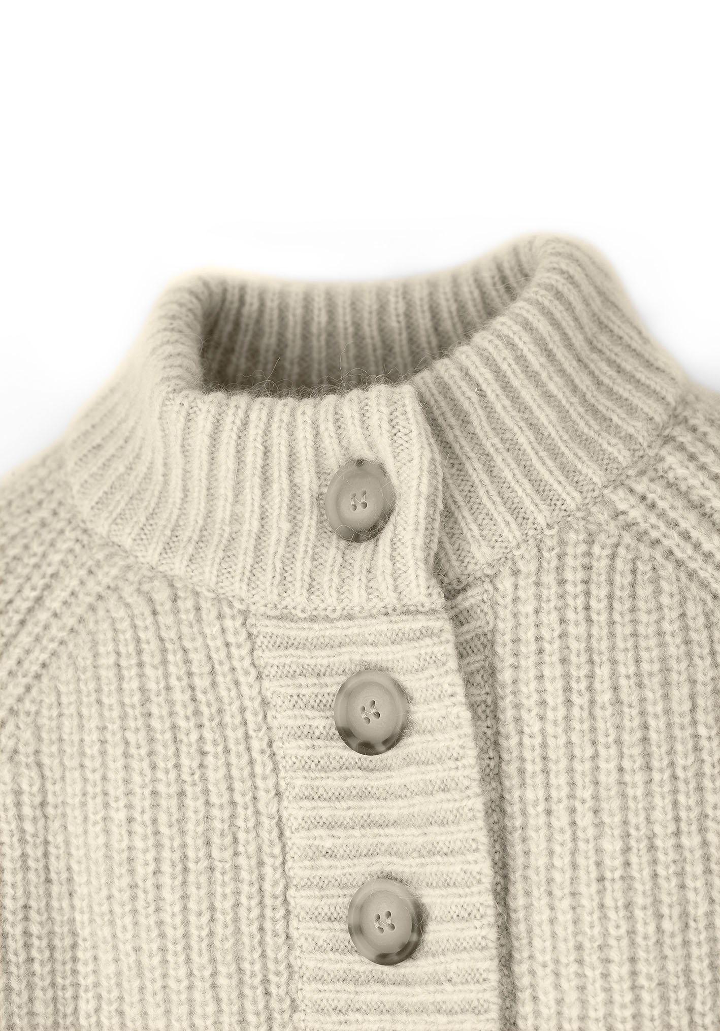 Struktur Sweater mit Knopfleiste aus Alpaka | Damen