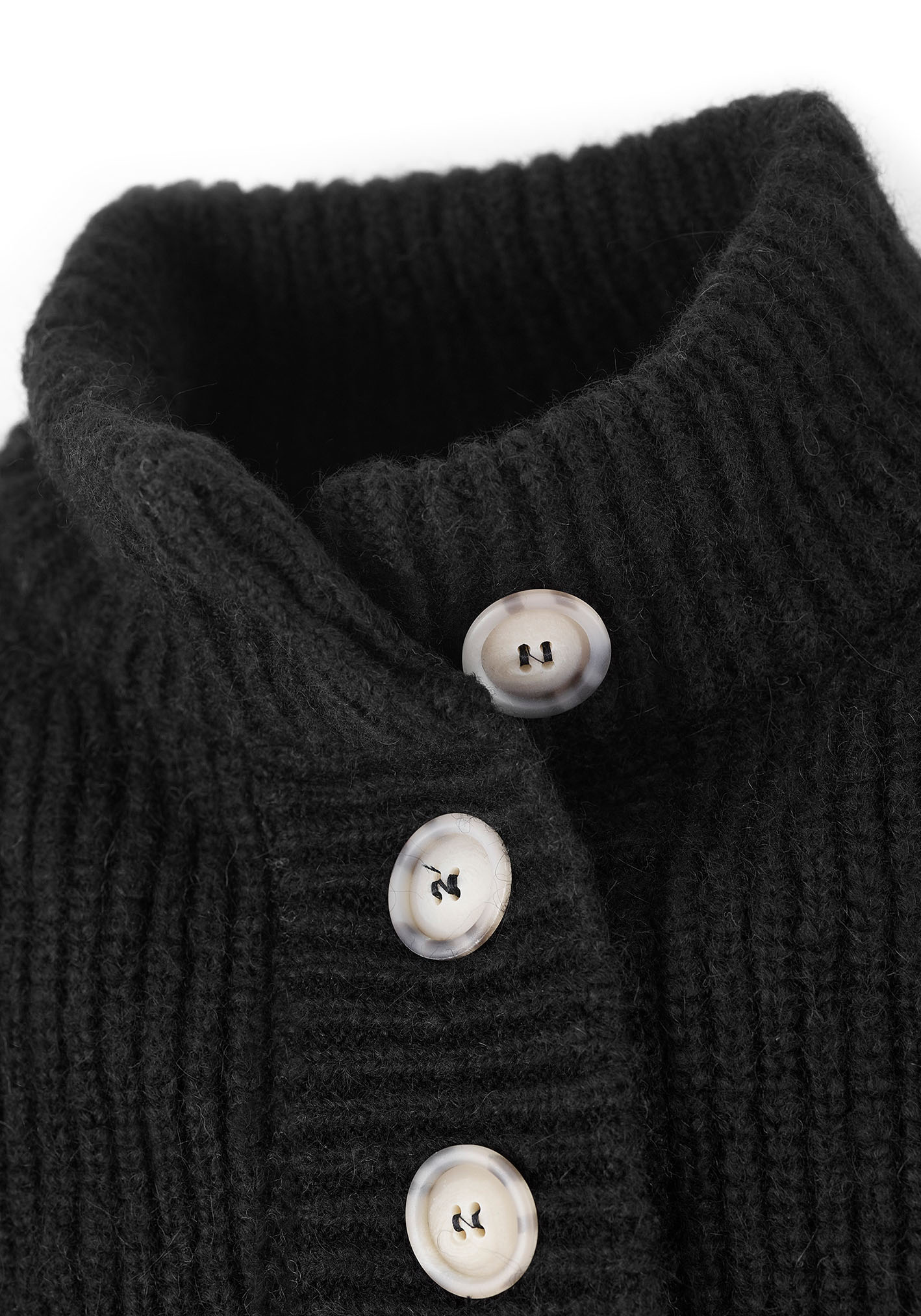 Struktur Sweater mit Knopfleiste aus Alpaka | Damen