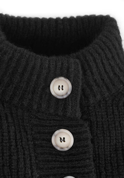 Struktur Sweater mit Knopfleiste aus Alpaka | Damen