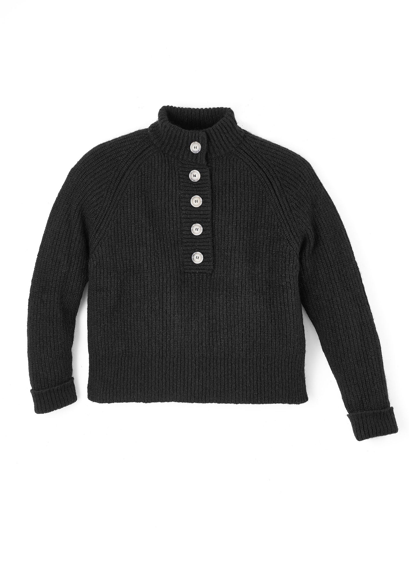 Struktur Sweater mit Knopfleiste aus Alpaka | Damen