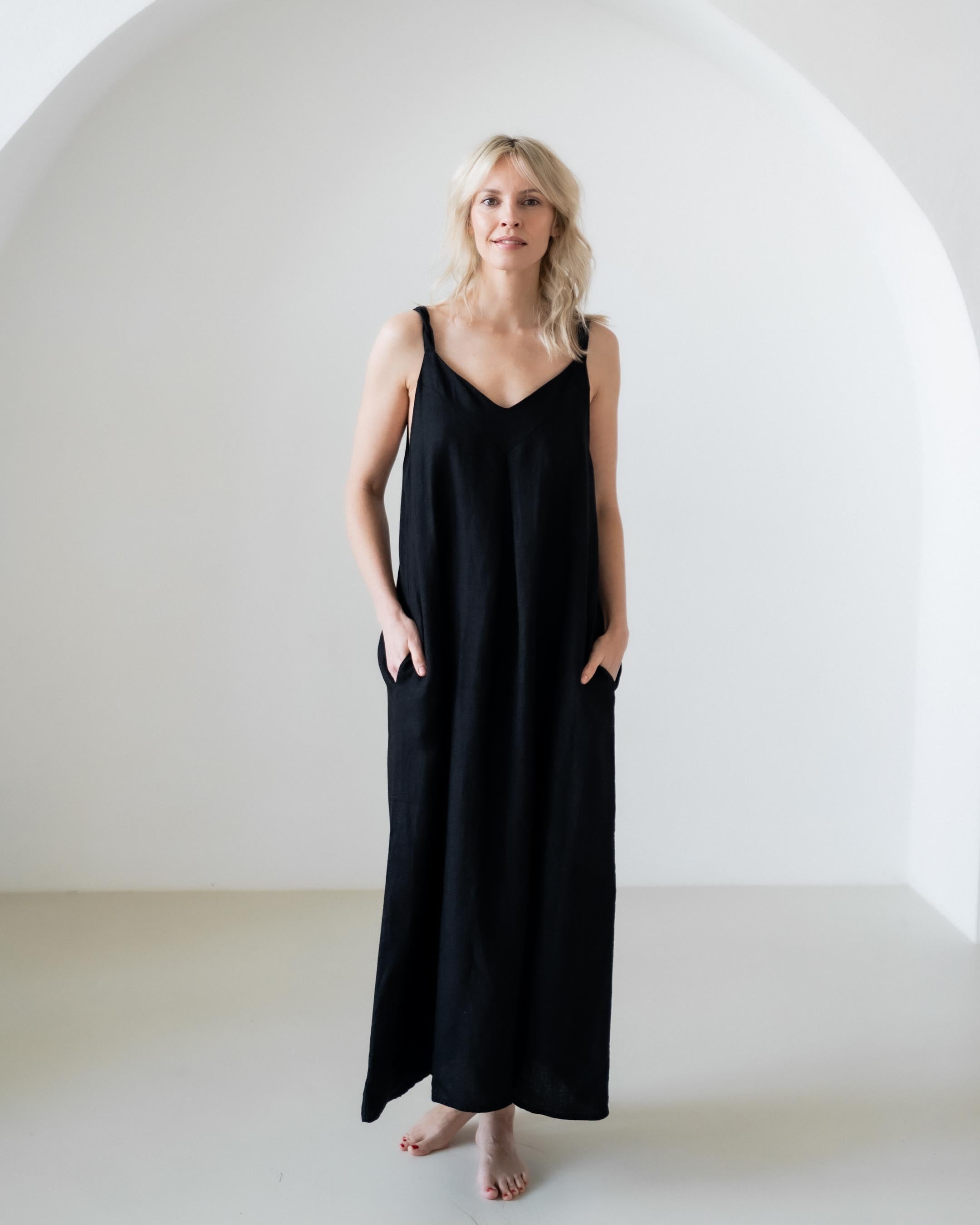 Linen Dress with Twisted Straps