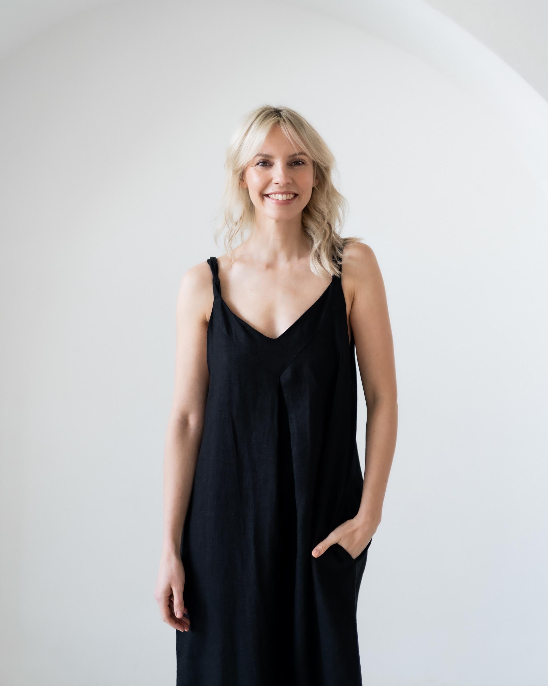 Linen Dress with Twisted Straps