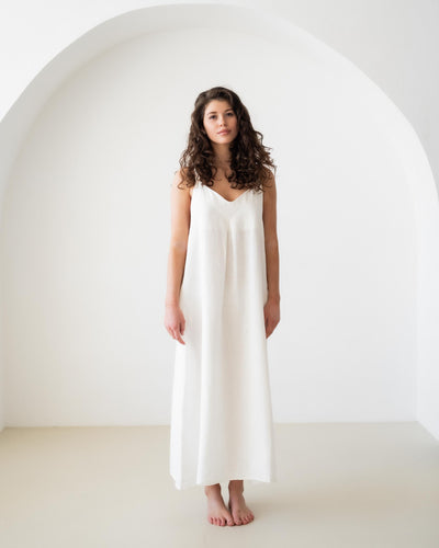 Kleid mit gedrehten Trägern aus Leinen | Damen
