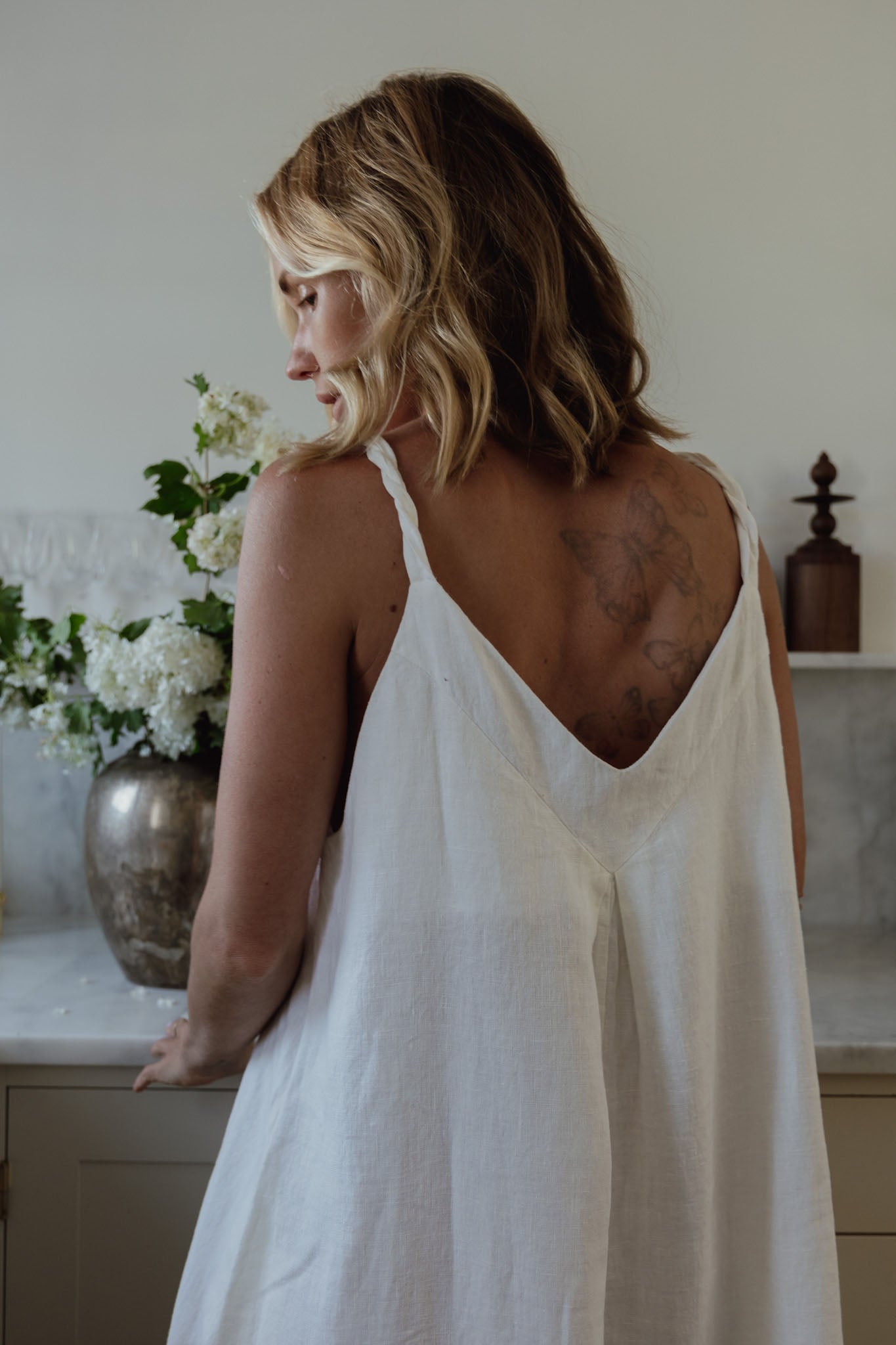 Linen Dress with Twisted Straps