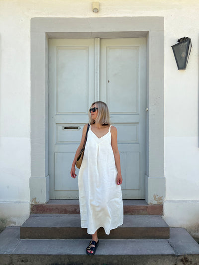 Kleid mit gedrehten Trägern aus Leinen | Damen