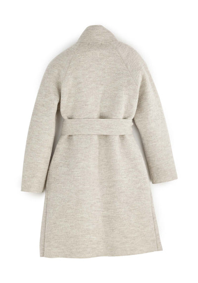 Felted coat with waist belt and button