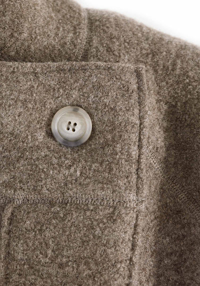 Felted coat with waist belt and button