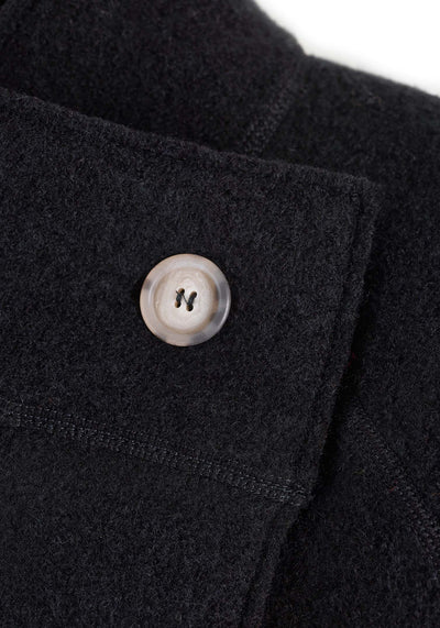 Felted coat with waist belt and button