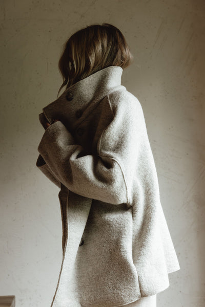 Jacke mit Stehkragen aus Walk | Damen