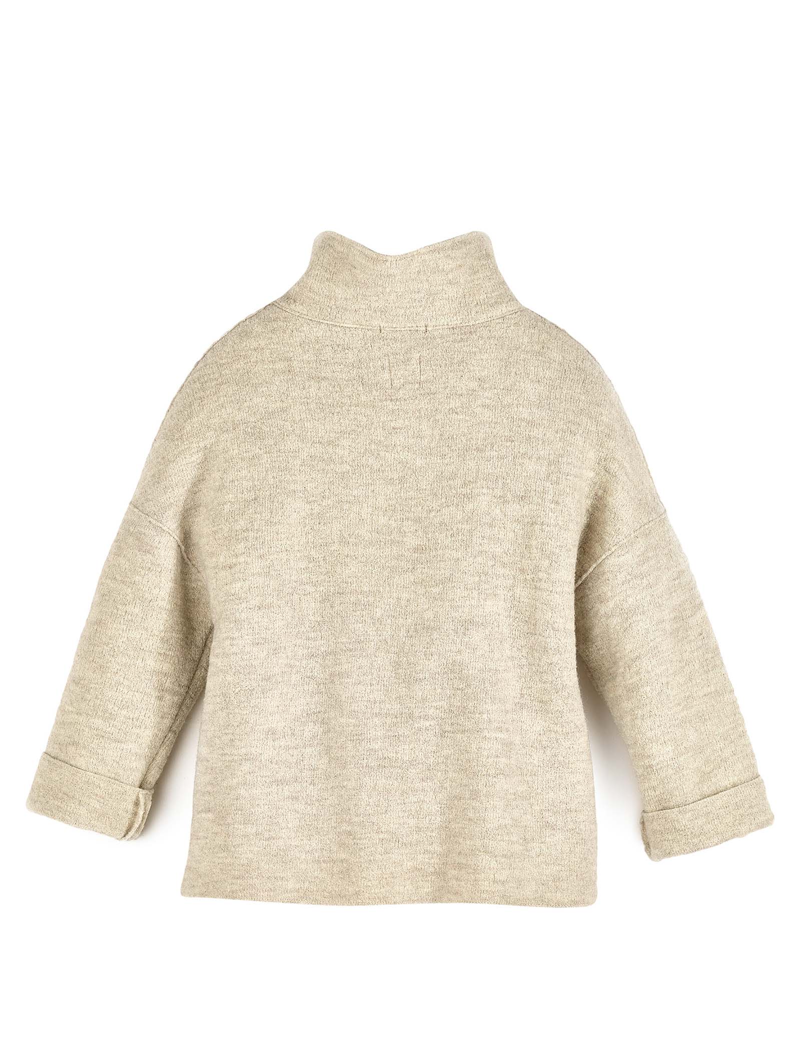Boiled wool jacket with stand-up collar