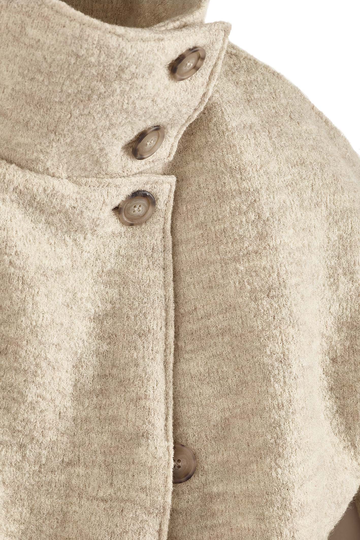 Boiled wool jacket with stand-up collar