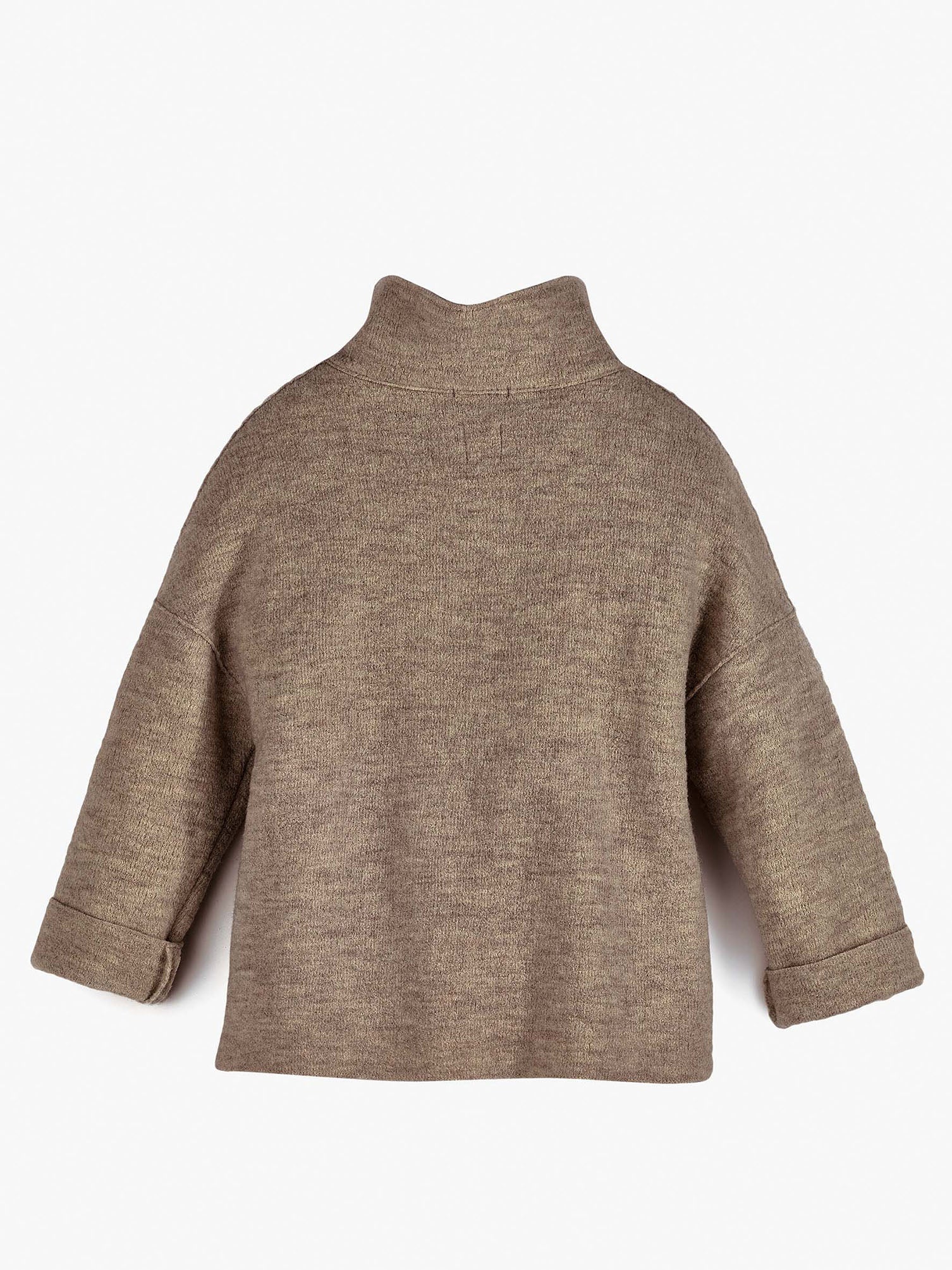 Boiled wool jacket with stand-up collar