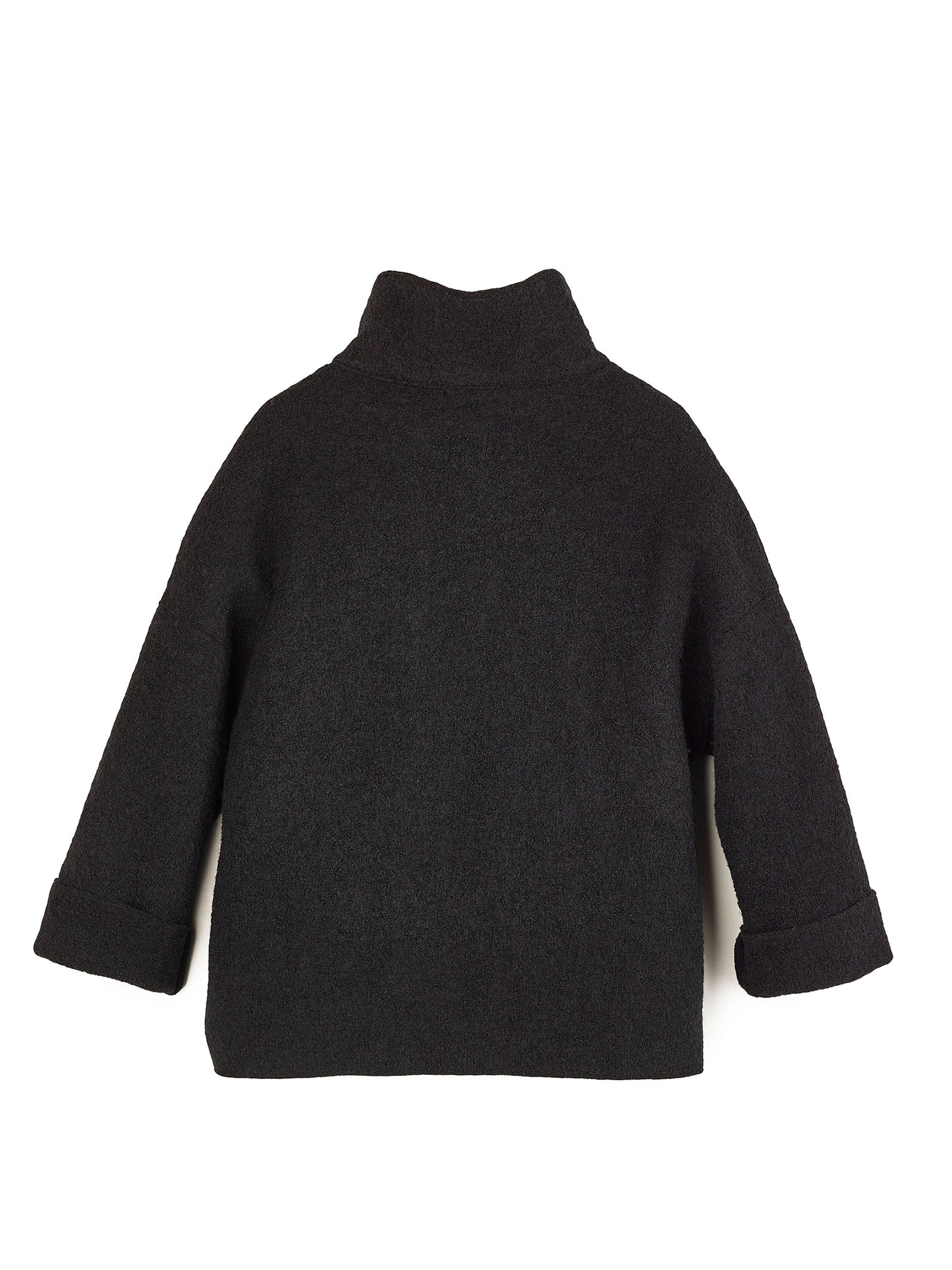 Boiled wool jacket with stand-up collar