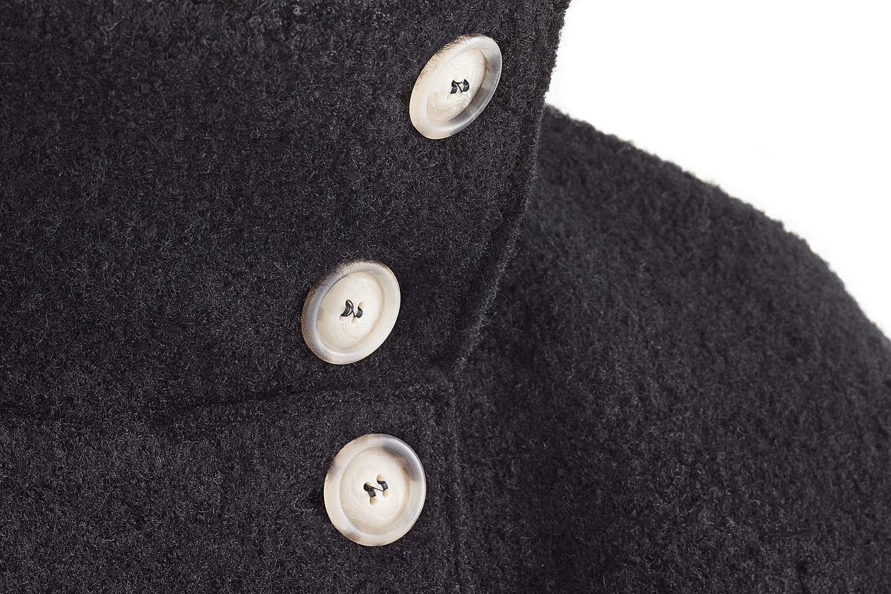 Boiled wool jacket with stand-up collar