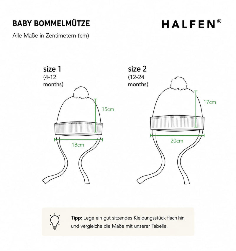 Passform Bommelmütze zum Binden aus Cashmere Merino | Baby