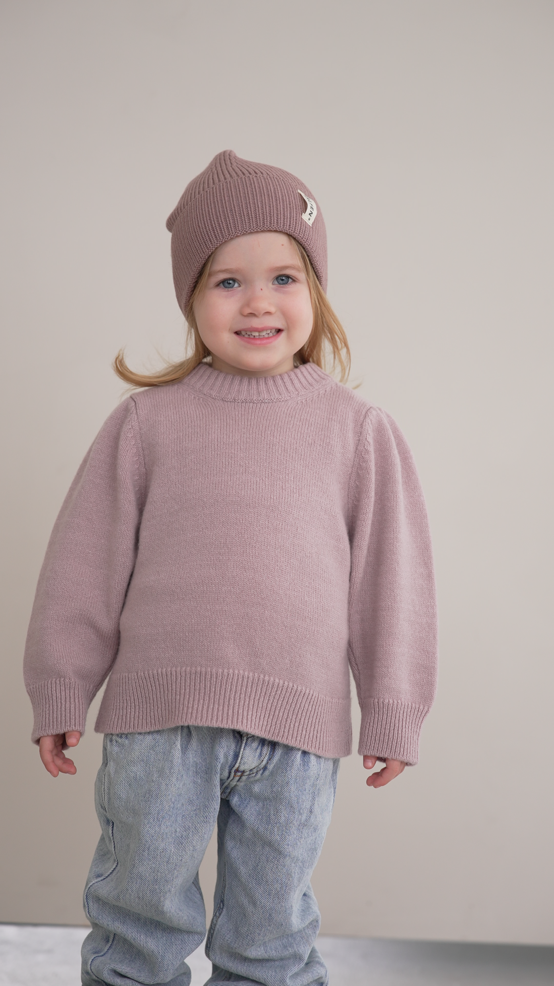 Cashmere-Sweater mit Puffärmeln