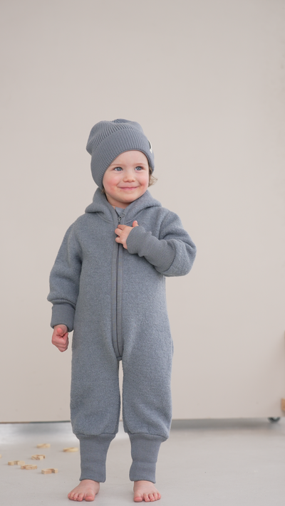 B Ware: Overall aus Wollwalk mit Teddy-Kapuze und Bündchen | Baby & Kinder (Sale)