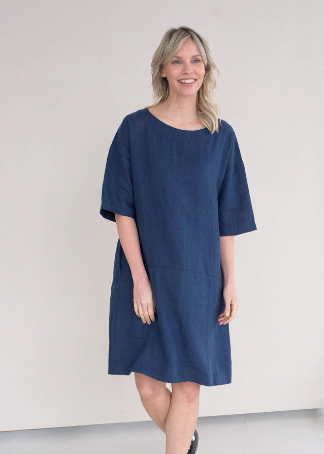 Easy Leinen Kleid mit Taschen