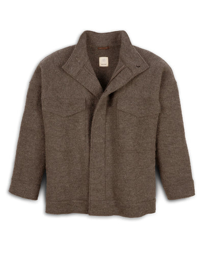 Herren Walkjacke mit Stehkragen in Nuss