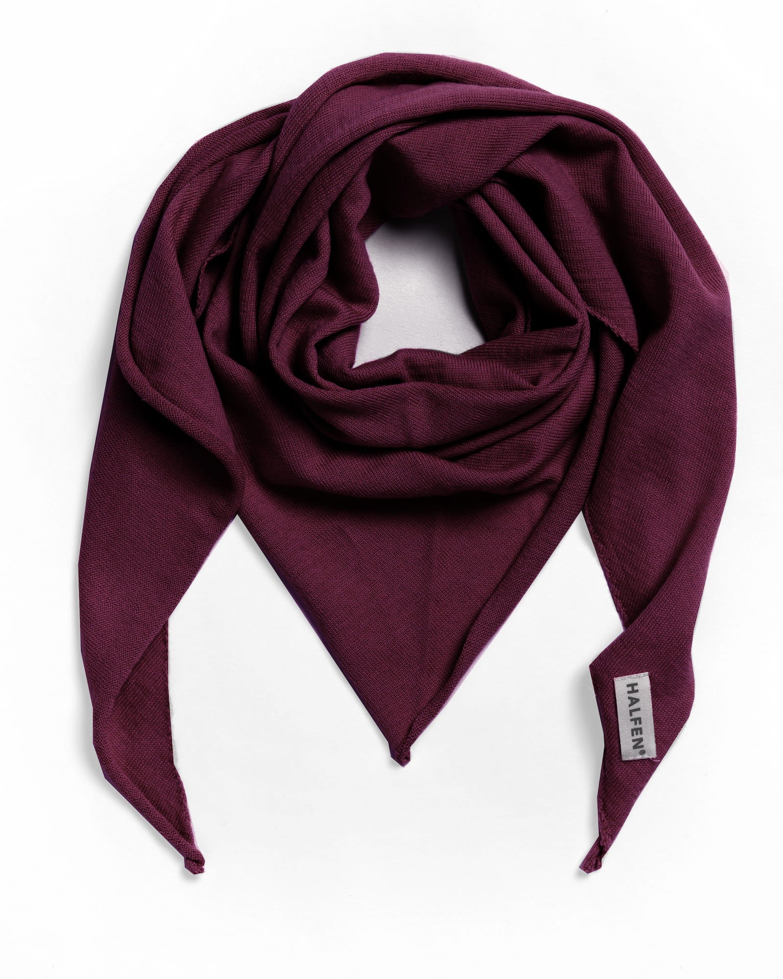 Dreiecksschal für Kinder aus Merinowolle in Cherry – Frontansicht