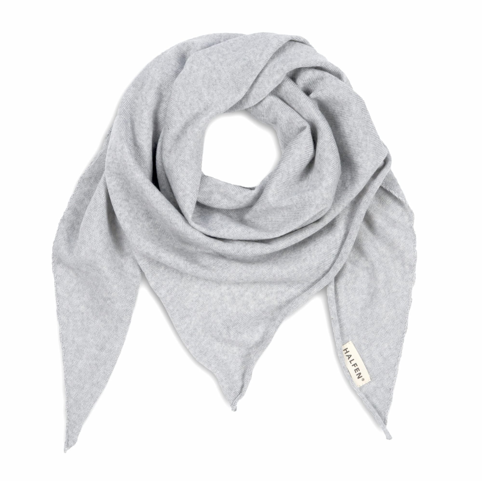 Dreiecksschal für Kinder aus Merinowolle in Grau – Frontansicht