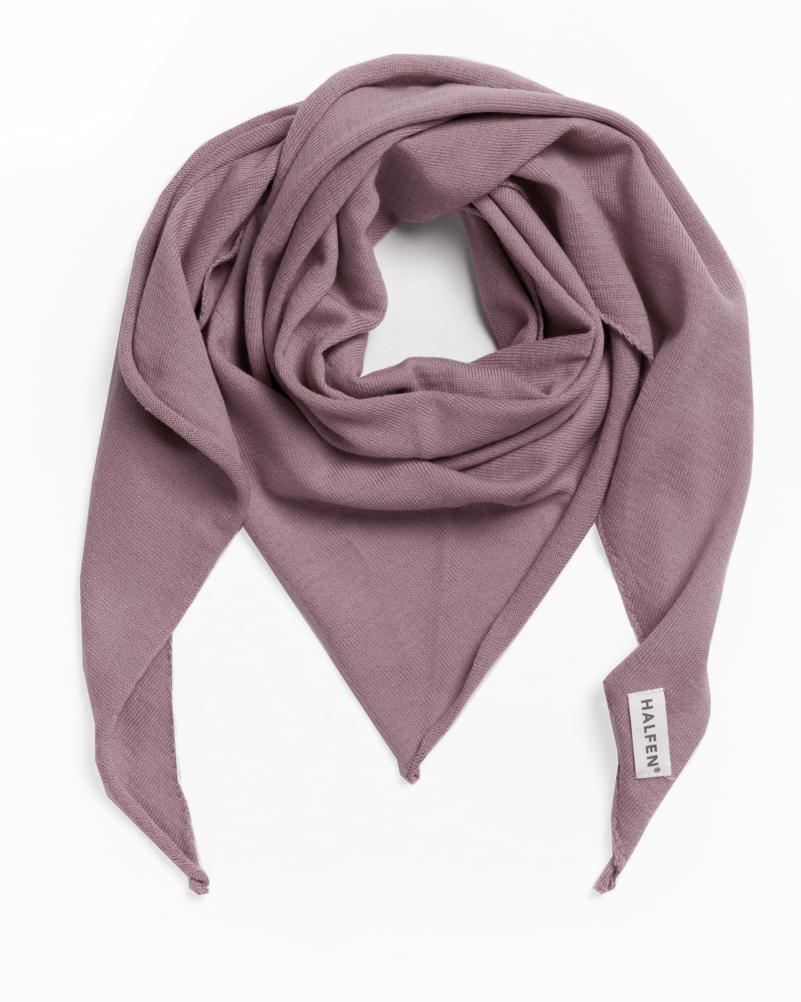 Dreiecksschal für Kinder aus Merinowolle in Mauve – Frontansicht