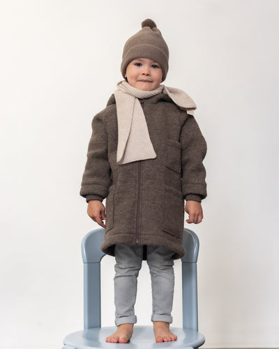 Hooded boiled wool coat | Kids