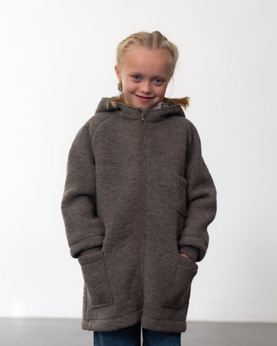 Hooded boiled wool coat | Kids