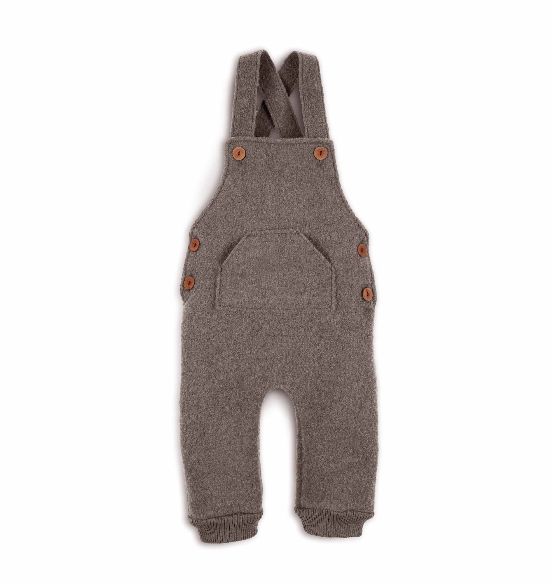 Latzhose für Kinder in Farbe Nuss von vorne