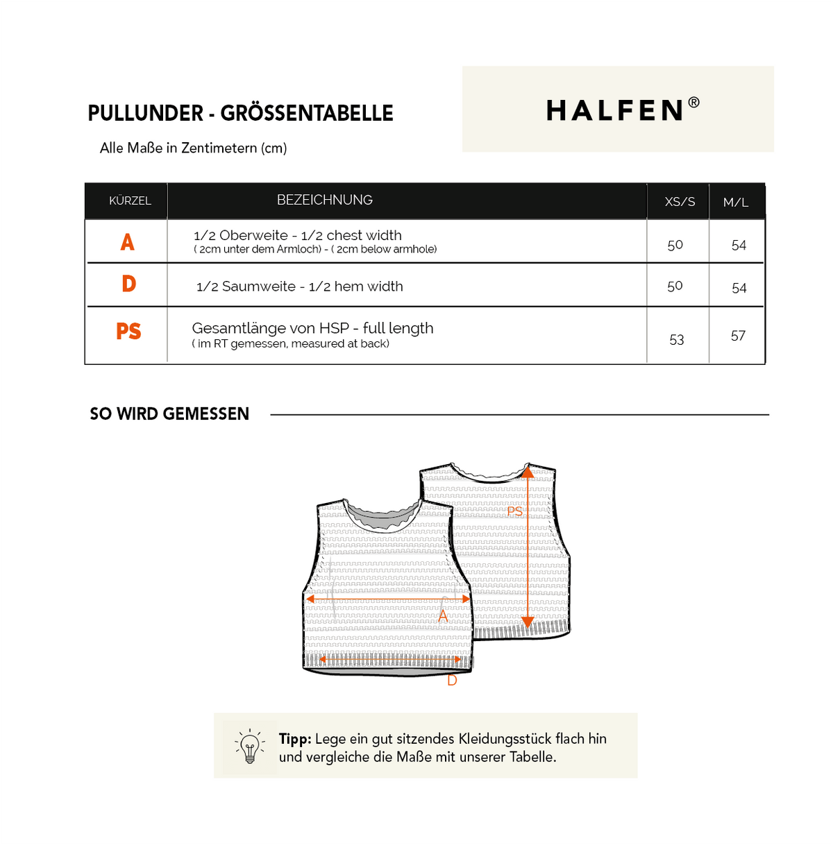 Größentabelle Alpaca Knit Tank Top | Women