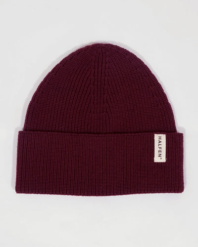 Mütze Merino Strick in Farbe Cherry