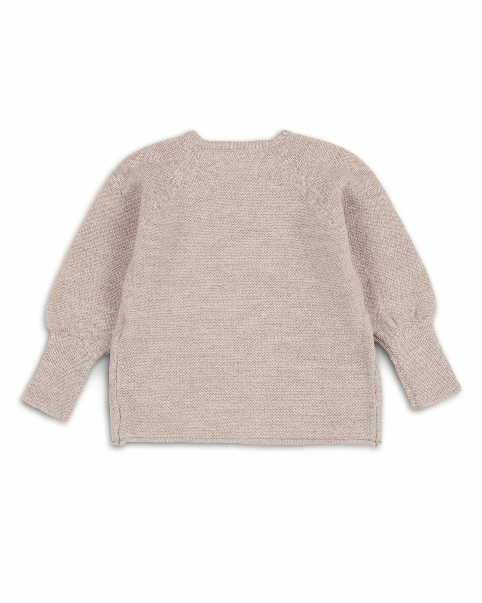 Schlüttli Wickeljacke aus Merinowolle in Natur für Babys in Rückansicht