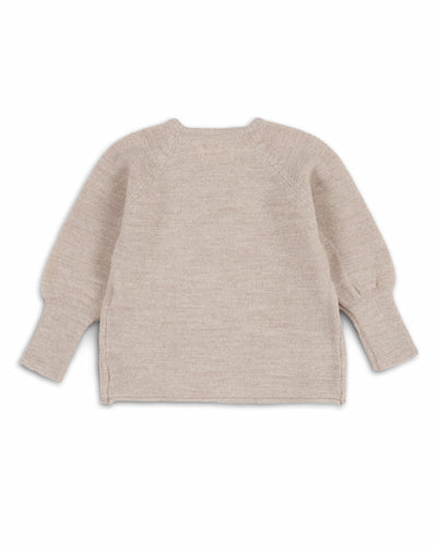 Schlüttli Wickeljacke aus Merinowolle in Natur für Babys in Rückansicht