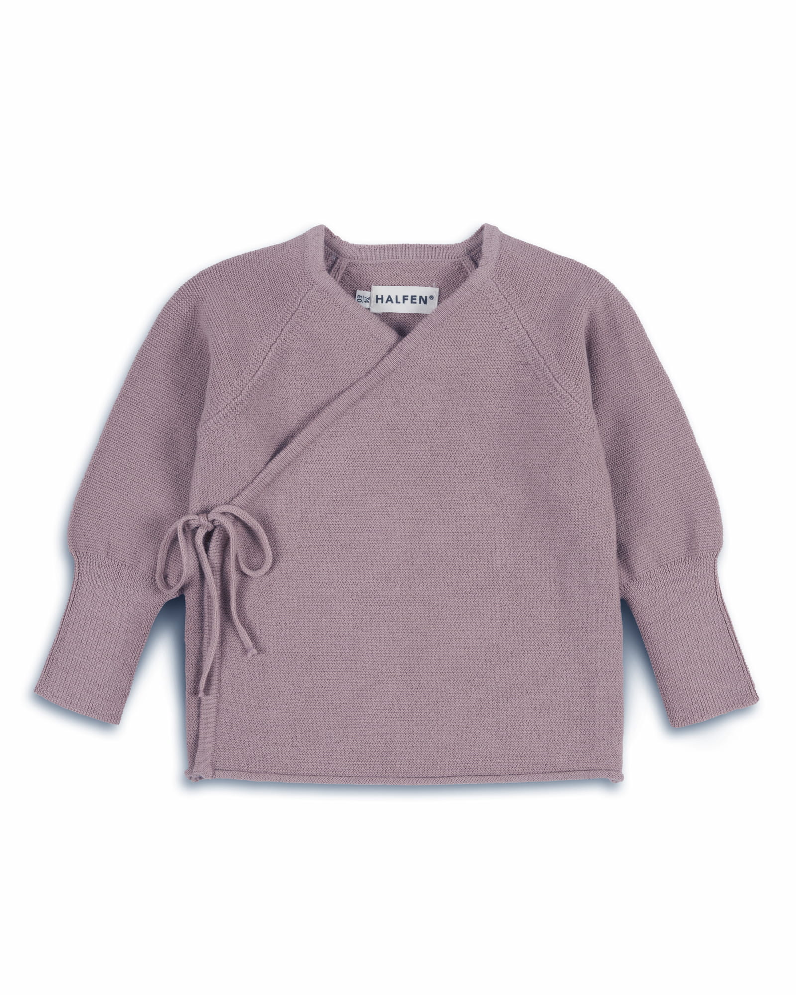 Schlüttli Wickeljacke aus Merinowolle in Mauve für Babys