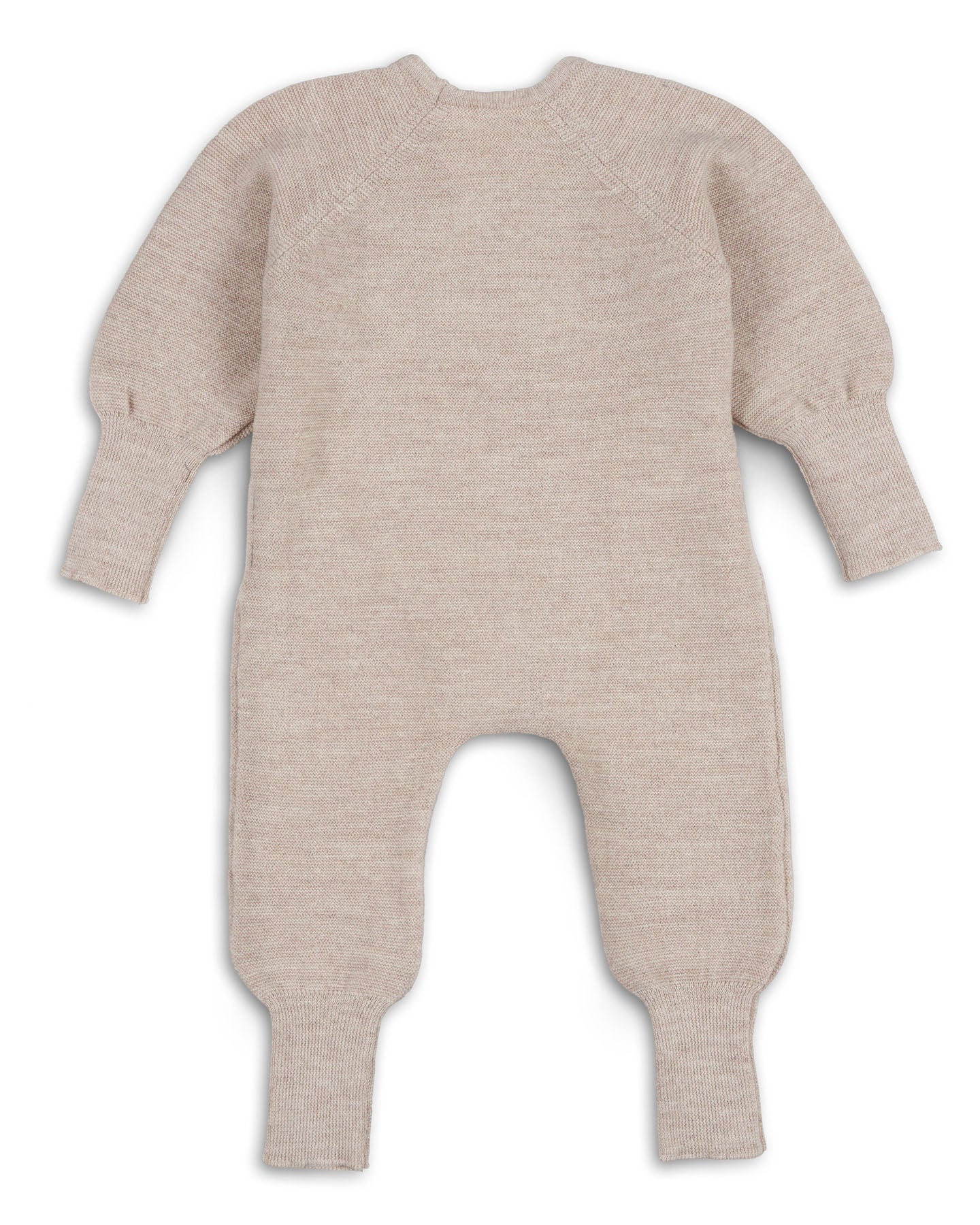Strickoverall für Babys aus Merinowolle in Natur – Ansicht von hinten