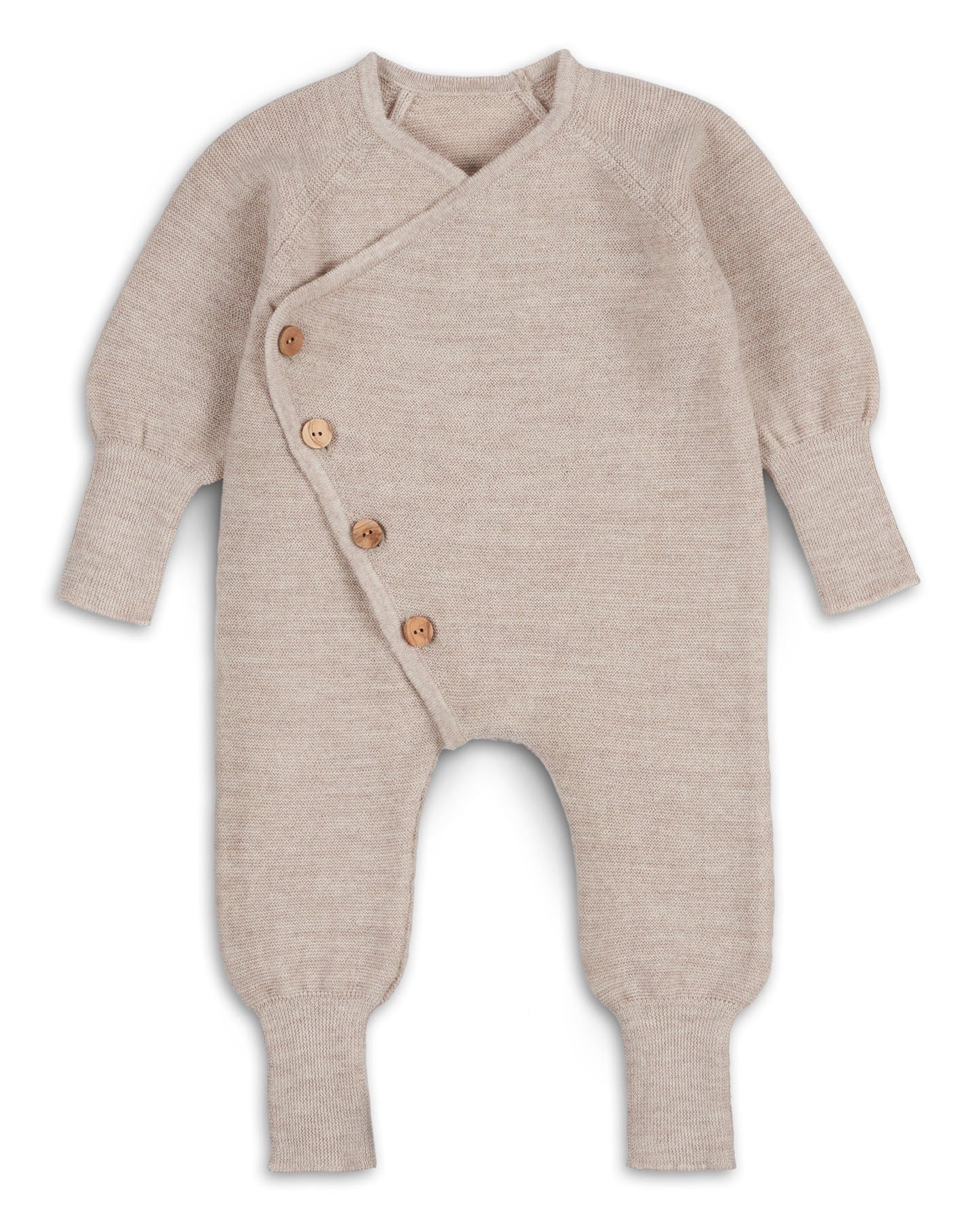 Strickoverall für Babys aus Merinowolle in Natur – Frontansicht 